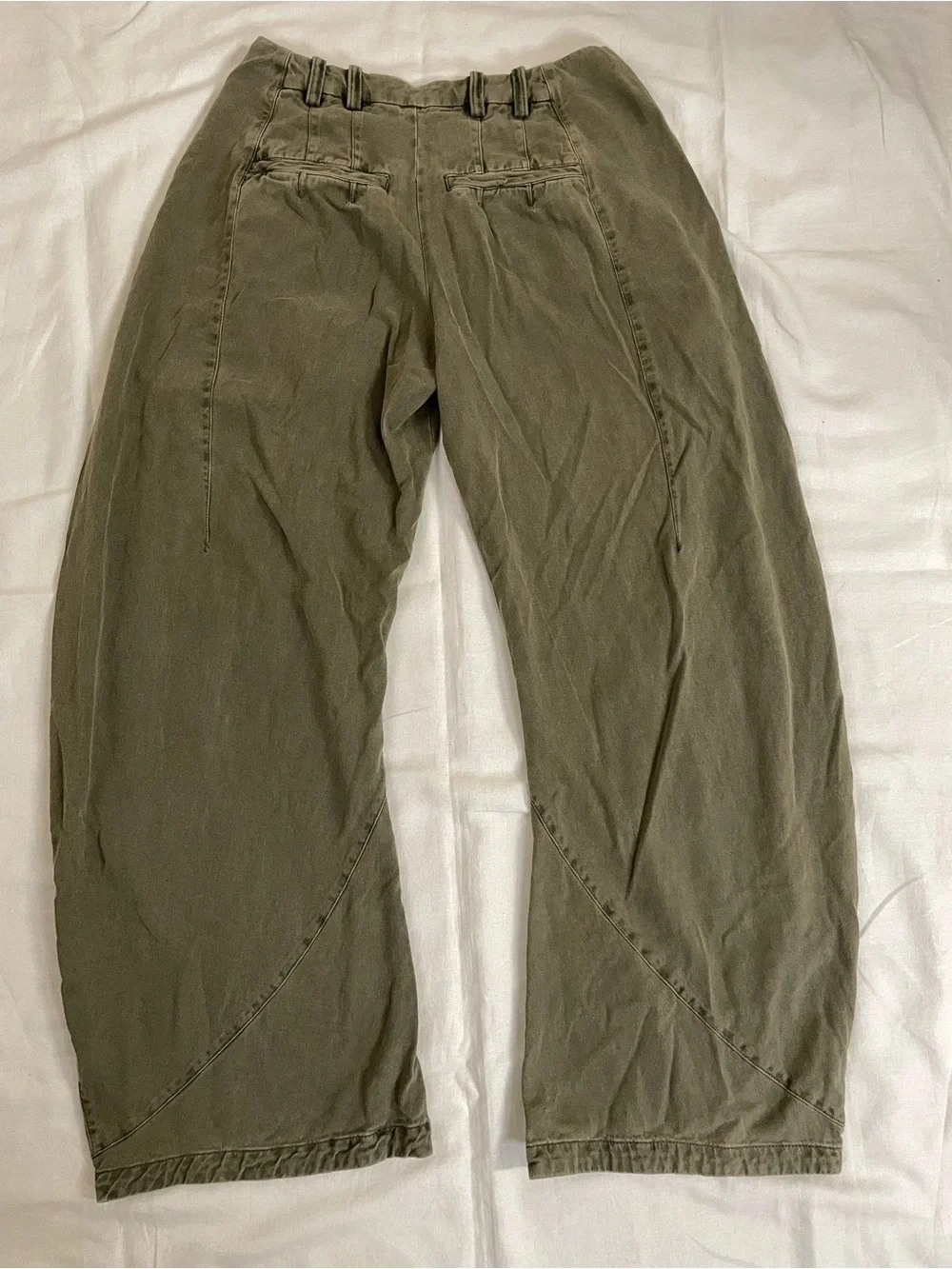 Free People Olive Green Wide-Leg barrel Pants